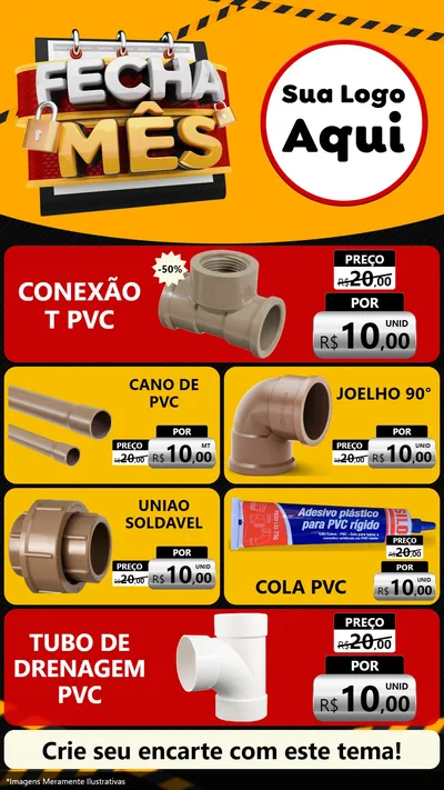 Modelo de TV para TV Vertical com o tema Fecha Mês para Tubos e conexões