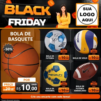 Modelo de Rede Social para Feed Facebook com o tema Black Friday para Artigos Esportivos