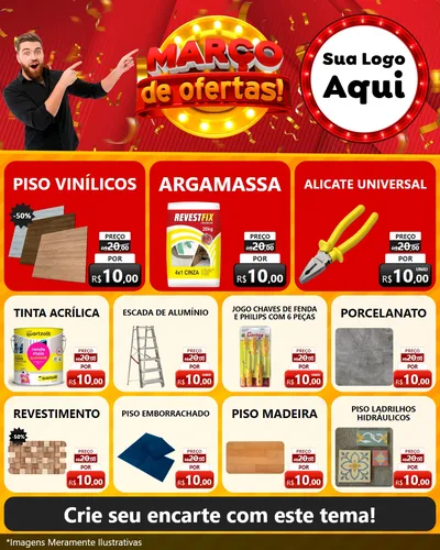 Modelo de Rede Social para Feed Instagram com o tema Março de Ofertas! para Material para Construção