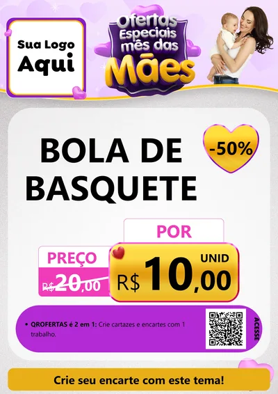 Modelo de Cartaz para Cartaz A4 Vertical com o tema Ofertas Especiais - Mês das Mães para Artigos Esportivos