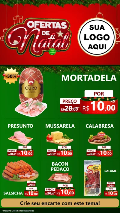 Modelo de Rede Social para Stories com o tema Ofertas de Natal para Frios e Laticínios