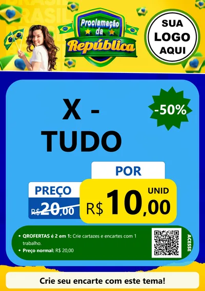 Modelo de Cartaz para Cartaz A4 Vertical com o tema Proclamação da República para Hamburgueria