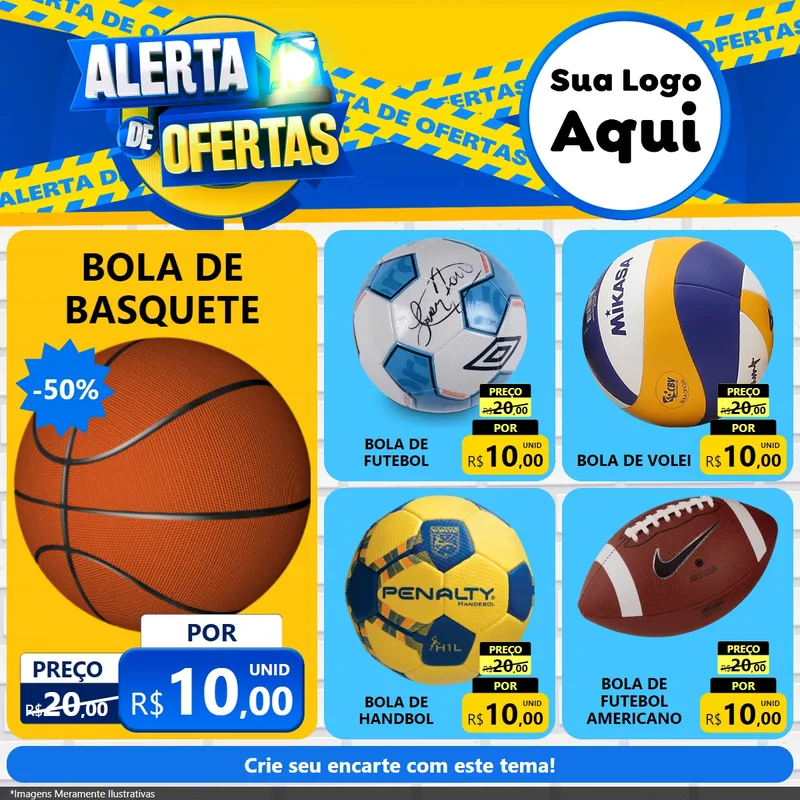 Modelo de Rede Social para Feed Facebook com o tema Alerta de Ofertas para Artigos Esportivos