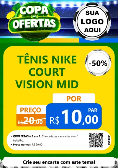 Modelo de Cartaz para Cartaz A4 Vertical com o tema Copa de Ofertas para Calçados