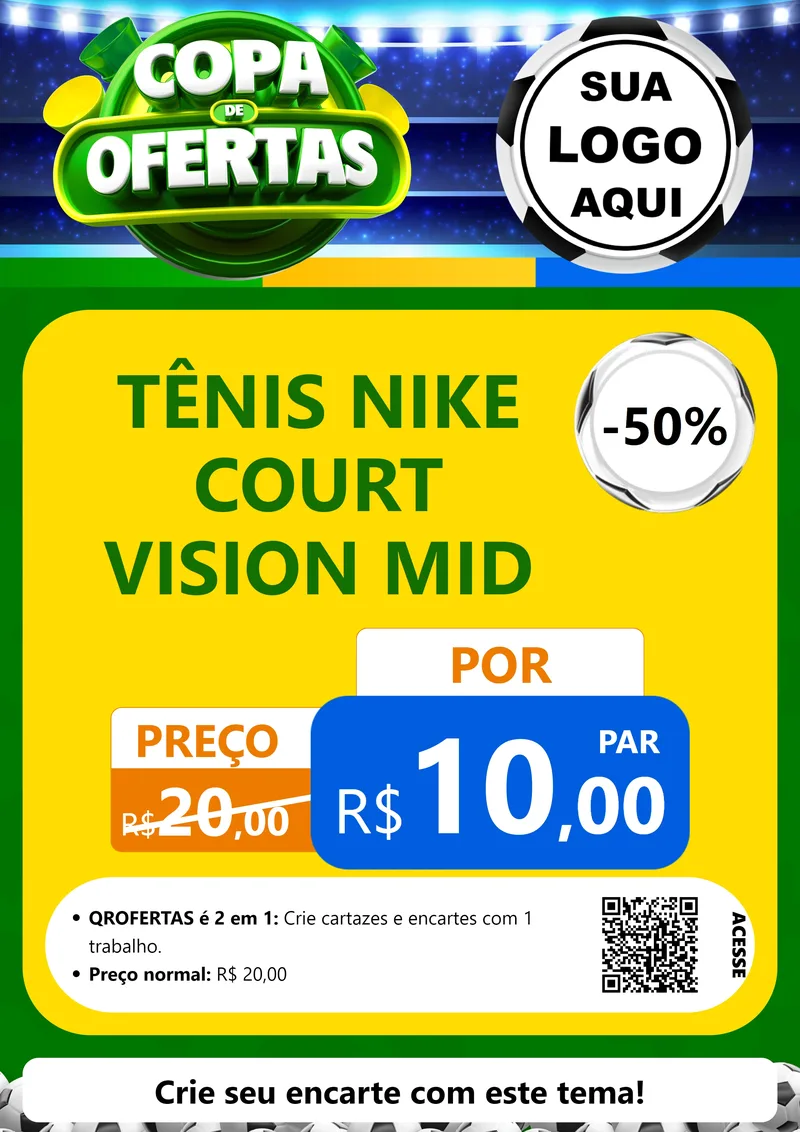 Modelo de Cartaz para Cartaz A4 Vertical com o tema Copa de Ofertas para Calçados