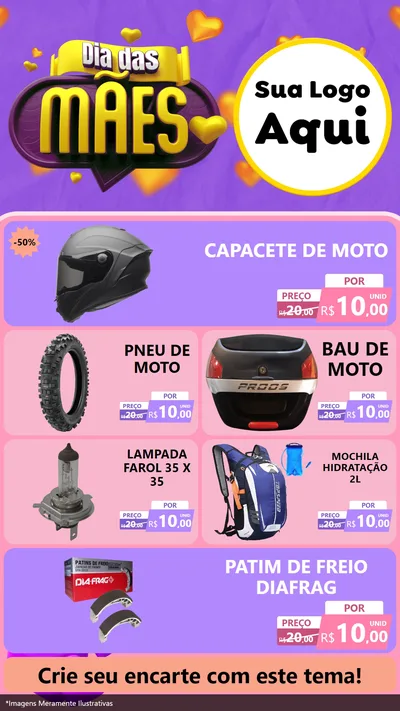 Modelo de TV para TV Vertical com o tema Dia das Mães para Moto peças