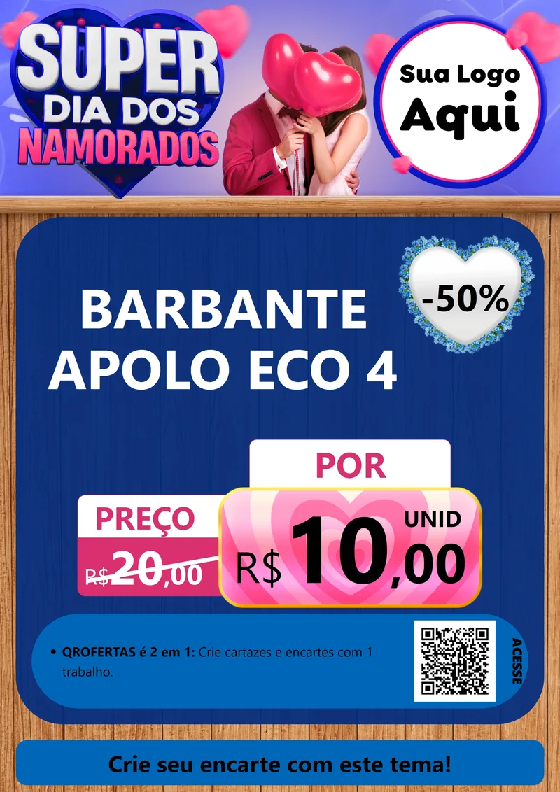 Modelo de Cartaz para Cartaz A4 Vertical com o tema Super Dia dos Namorados para Armarinho e Aviamentos