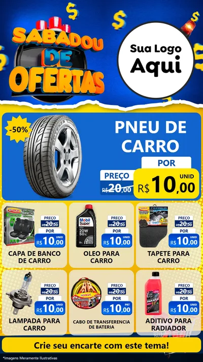 Modelo de Rede Social para Stories com o tema Sabadou de Ofertas para Auto peças