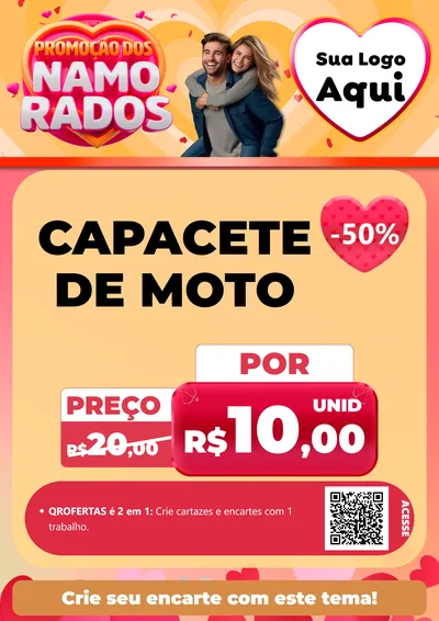 Modelo de Cartaz para Cartaz A4 Vertical com o tema Promoção dos Namorados para Moto peças