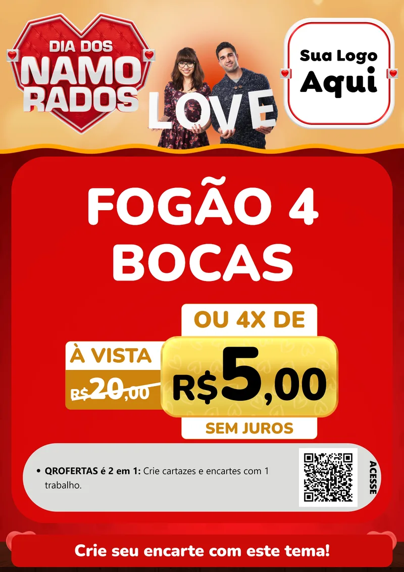 Modelo de Cartaz para Cartaz A4 Vertical com o tema Dia dos Namorados para Móveis e Eletro