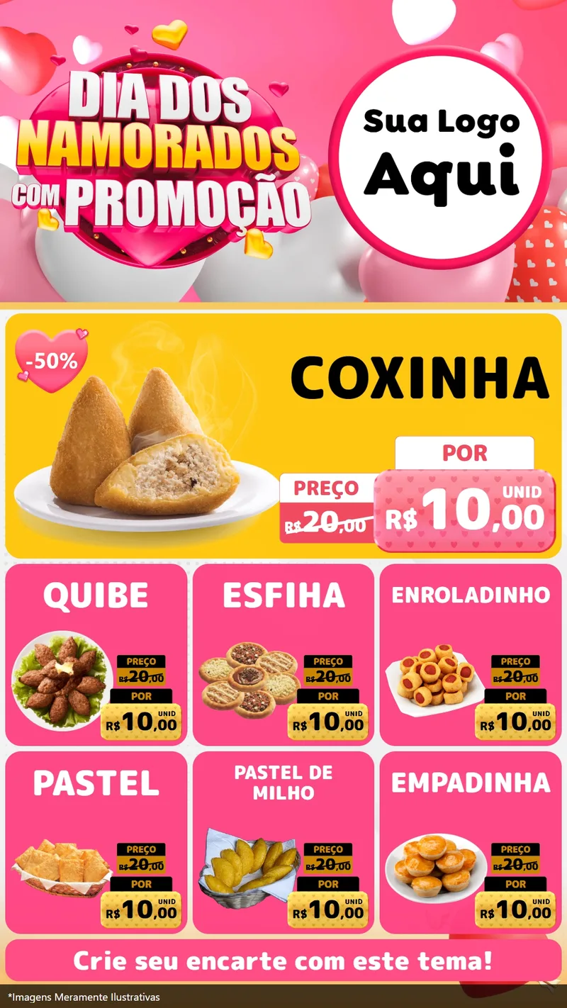 Modelo de Rede Social para Stories com o tema Dia dos Namorados com Promoção para Salgadaria