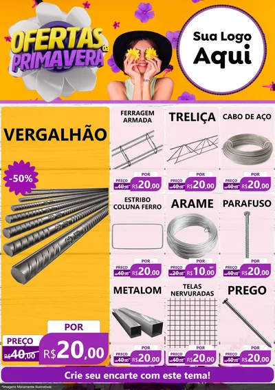 Modelo de Encarte para Encarte A4 Vertical com o tema Ofertas Da Primavera para Ferragens