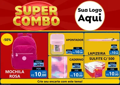 Modelo de Encarte para Encarte A4 Horizontal com o tema Super Combo para Papelaria