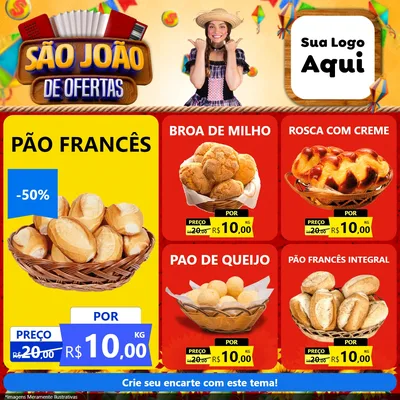 Modelo de Rede Social para Feed Facebook com o tema São João de Ofertas para Padaria