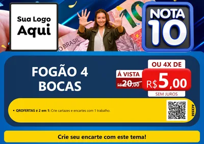 Modelo de Cartaz para Cartaz A4 Horizontal com o tema Nota 10 para Móveis e Eletro
