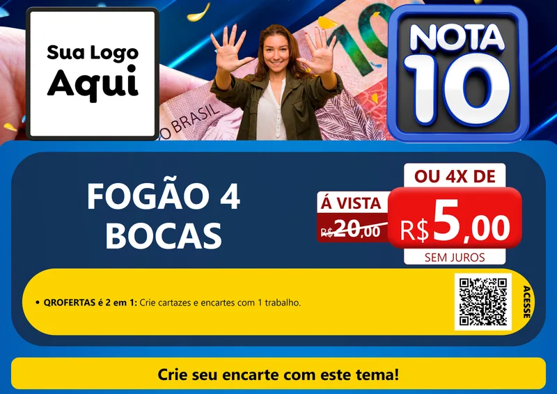 Modelo de Cartaz para Cartaz A4 Horizontal com o tema Nota 10 para Móveis e Eletro
