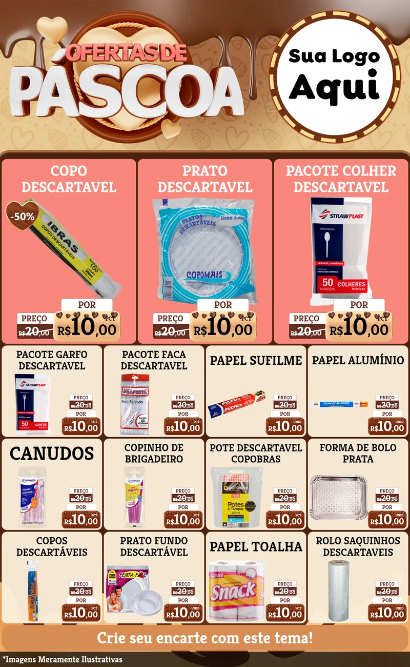 Modelo de Encarte para Encarte Grande com o tema Ofertas de Páscoa para Embalagens