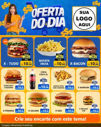 Modelo de Rede Social para Feed Instagram com o tema Oferta do Dia para Hamburgueria