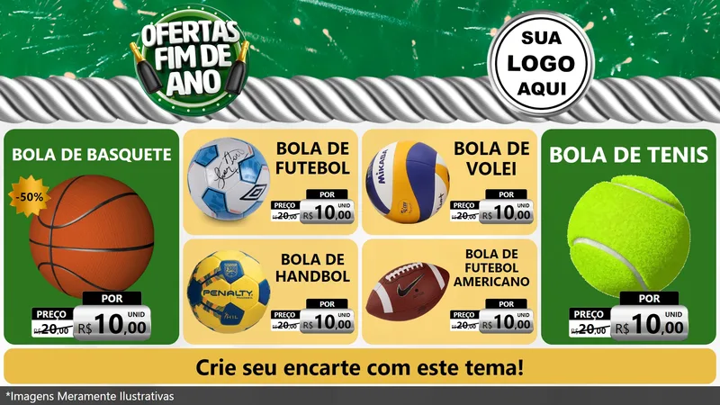Modelo de TV para TV Horizontal com o tema Ofertas Fim de Ano para Artigos Esportivos