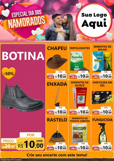 Modelo de Encarte para Encarte A4 Vertical com o tema Especial Dia dos Namorados para Agropecuária