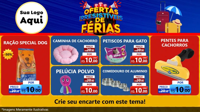 Modelo de TV para TV Horizontal com o tema Ofertas Irresistíveis de Férias para Pet Shop