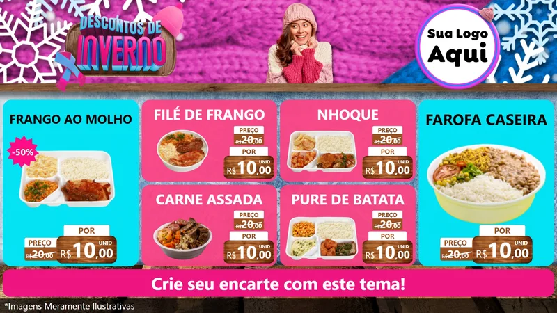 Modelo de TV para TV Horizontal com o tema Descontos de Inverno para Restaurante