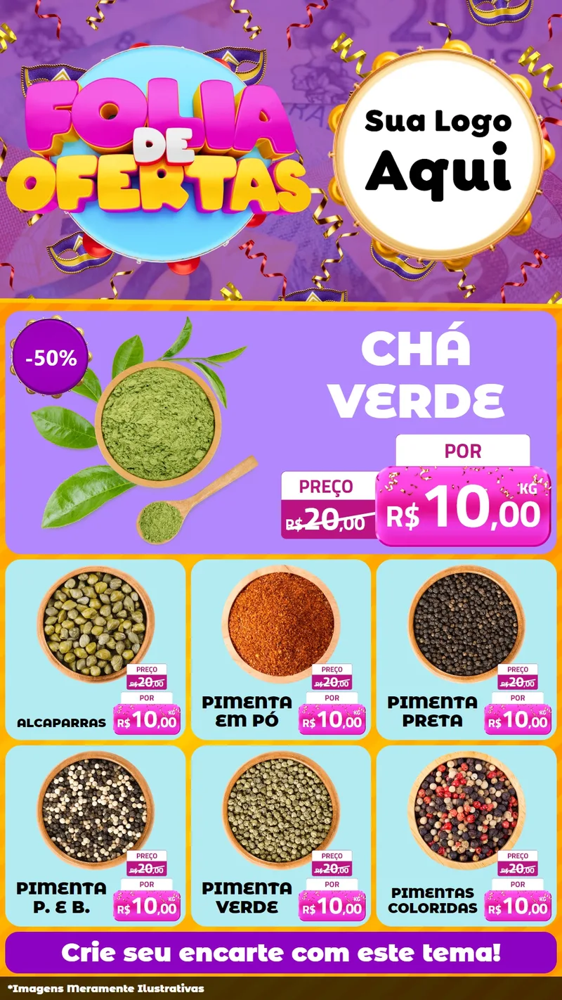Modelo de Rede Social para Stories com o tema Folia de Ofertas para Produtos Naturais