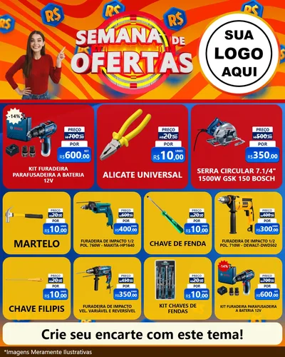 Modelo de Rede Social para Feed Instagram com o tema Semana de Ofertas para Maquinas e Ferramentas