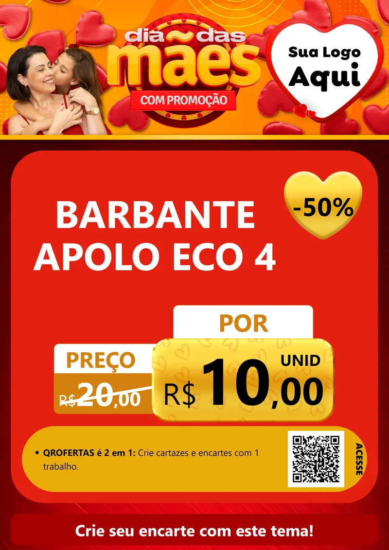 Modelo de Cartaz para Cartaz A4 Vertical com o tema Dia das Mães com Promoção para Armarinho e Aviamentos