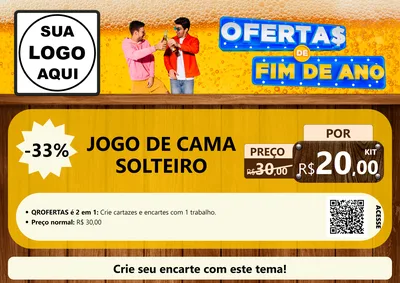 Modelo de Cartaz para Cartaz A4 Horizontal com o tema Ofertas de Fim de Ano para Cama, Mesa e Banho