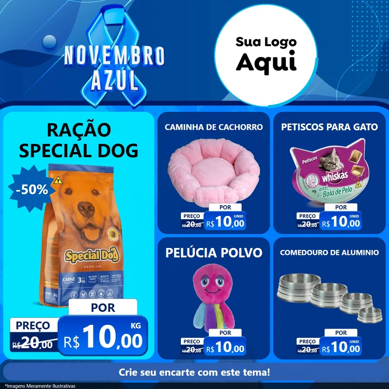 Modelo de Rede Social para Feed Facebook com o tema Novembro Azul para Pet Shop