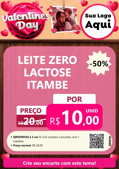 Modelo de Cartaz para Cartaz A4 Vertical com o tema Valentine's Day para Frios e Laticínios