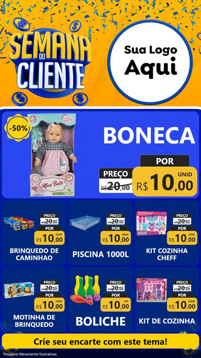 Modelo de Rede Social para Stories com o tema Semana do Cliente para Brinquedos