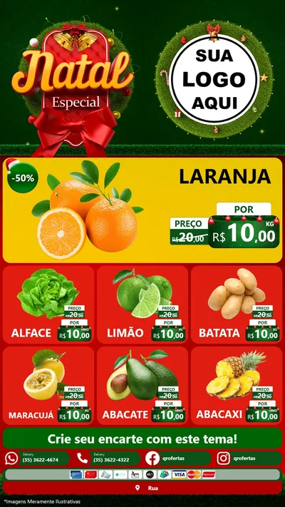 Modelo de Rede Social para Stories com o tema Natal Especial para Hortifrúti