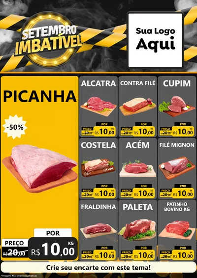 Modelo de Encarte para Encarte A4 Vertical com o tema Setembro Imbatível para Açougue