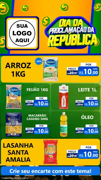 Modelo de TV para TV Vertical com o tema Dia Da Proclamação da República para Supermercado