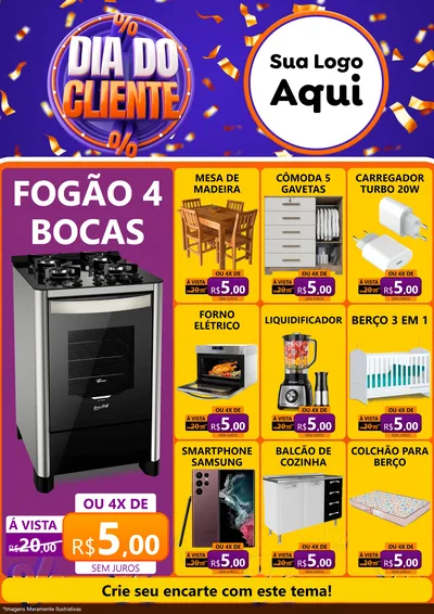 Modelo de Encarte para Encarte A4 Vertical com o tema Dia do Cliente para Móveis e Eletro