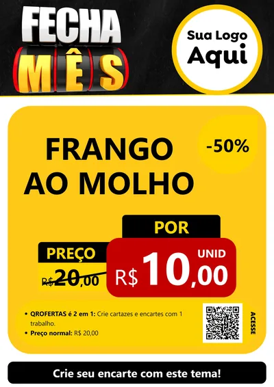 Modelo de Cartaz para Cartaz A4 Vertical com o tema Fecha Mês para Restaurante