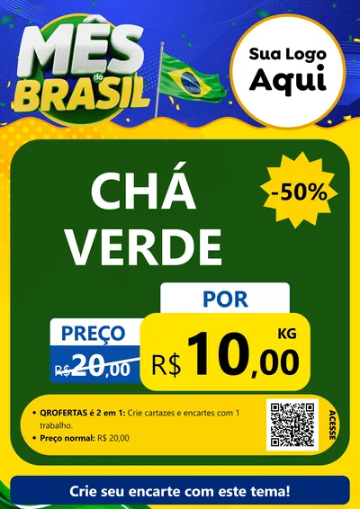 Modelo de Cartaz para Cartaz A4 Vertical com o tema Mês do Brasil para Produtos Naturais