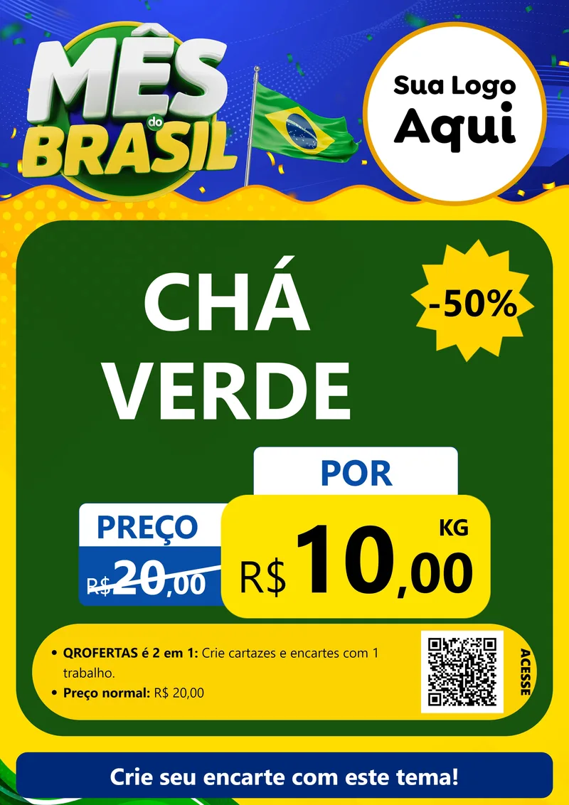 Modelo de Cartaz para Cartaz A4 Vertical com o tema Mês do Brasil para Produtos Naturais