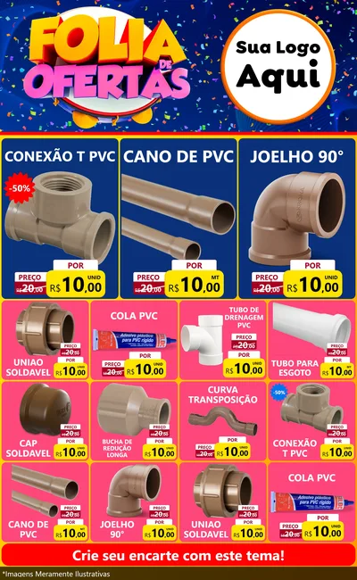 Modelo de Encarte para Encarte Grande com o tema Folia de Ofertas para Tubos e conexões