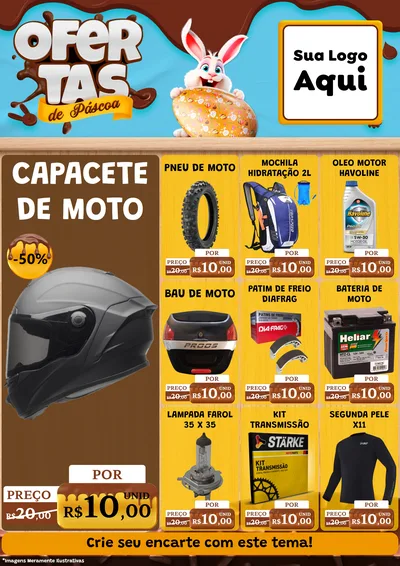 Modelo de Encarte para Encarte A4 Vertical com o tema Ofertas de Páscoa para Moto peças