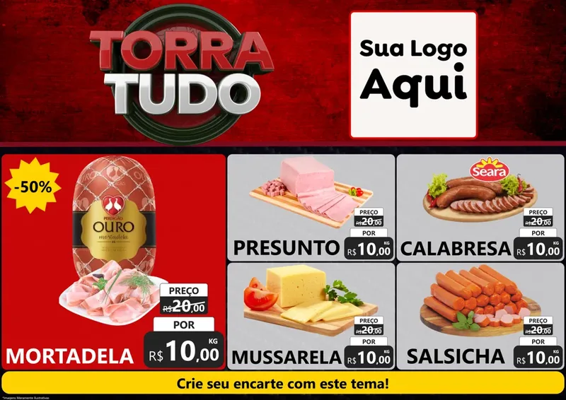 Modelo de Encarte para Encarte A4 Horizontal com o tema Torra Tudo para Frios e Laticínios