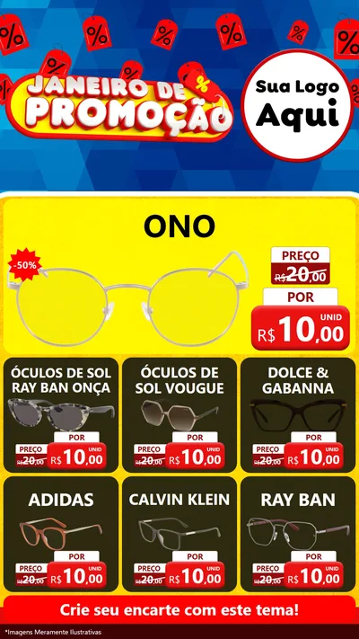 Modelo de Rede Social para Stories com o tema Janeiro de Promoção para Óticas