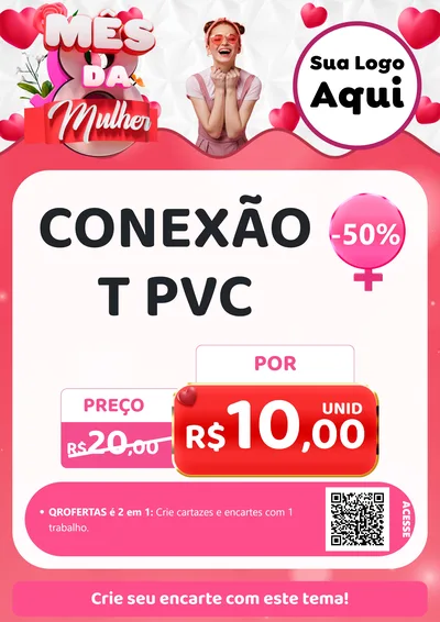 Modelo de Cartaz para Cartaz A4 Vertical com o tema Mês da Mulher para Tubos e conexões