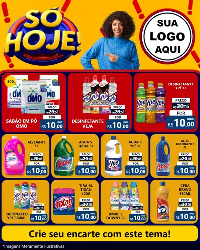 Modelo de Rede Social para Feed Instagram com o tema Só Hoje! para Produtos de Limpeza