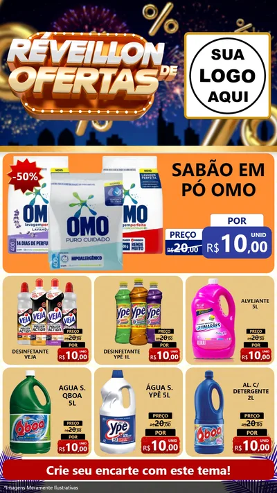 Modelo de Rede Social para Stories com o tema Réveillon de Ofertas para Produtos de Limpeza