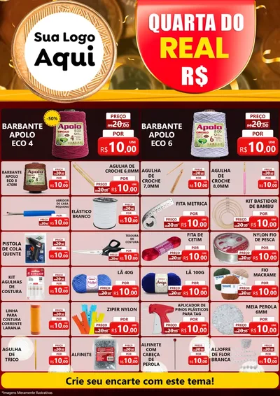 Modelo de Encarte para Encarte A4 Vertical com o tema Quarta do Real para Armarinho e Aviamentos