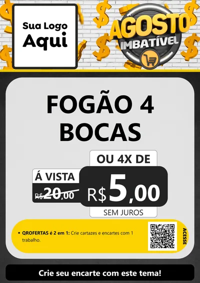 Modelo de Cartaz para Cartaz A4 Vertical com o tema Agosto imbatível para Móveis e Eletro