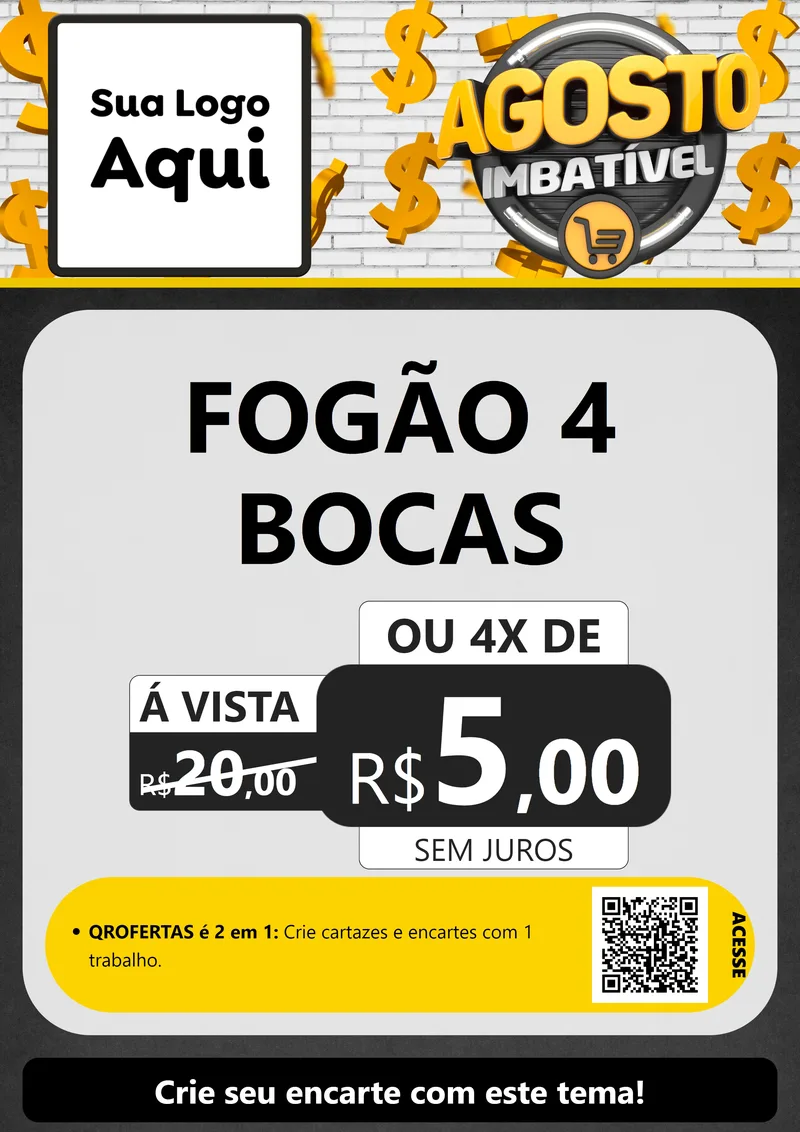 Modelo de Cartaz para Cartaz A4 Vertical com o tema Agosto imbatível para Móveis e Eletro